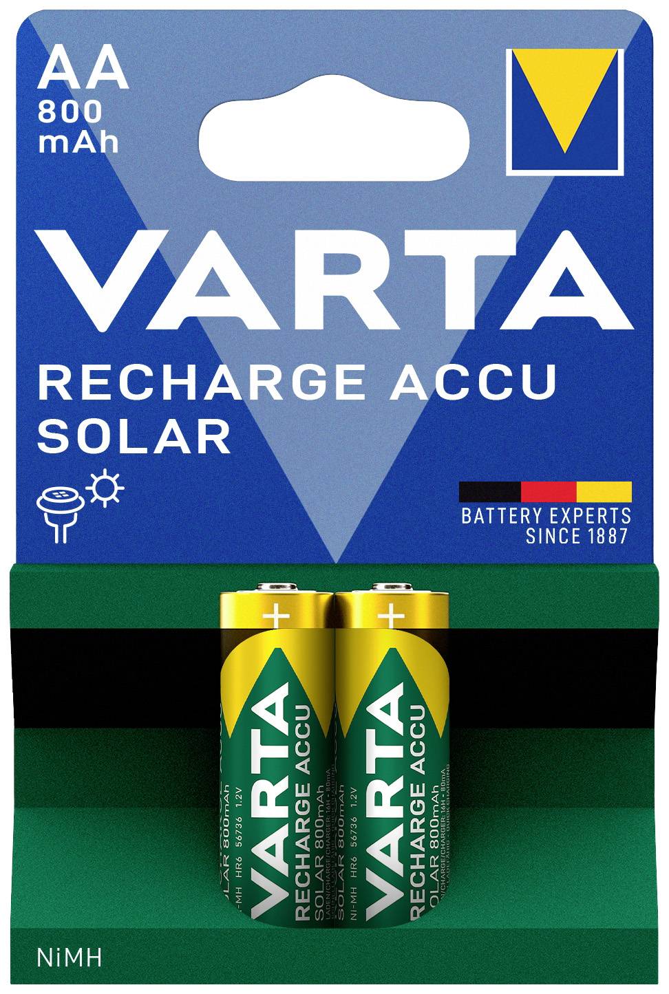 Varta Rech.ac.solar Aa800mah Bli2 Mignon (aa)-akku Nimh 800 Mah 1.2 V