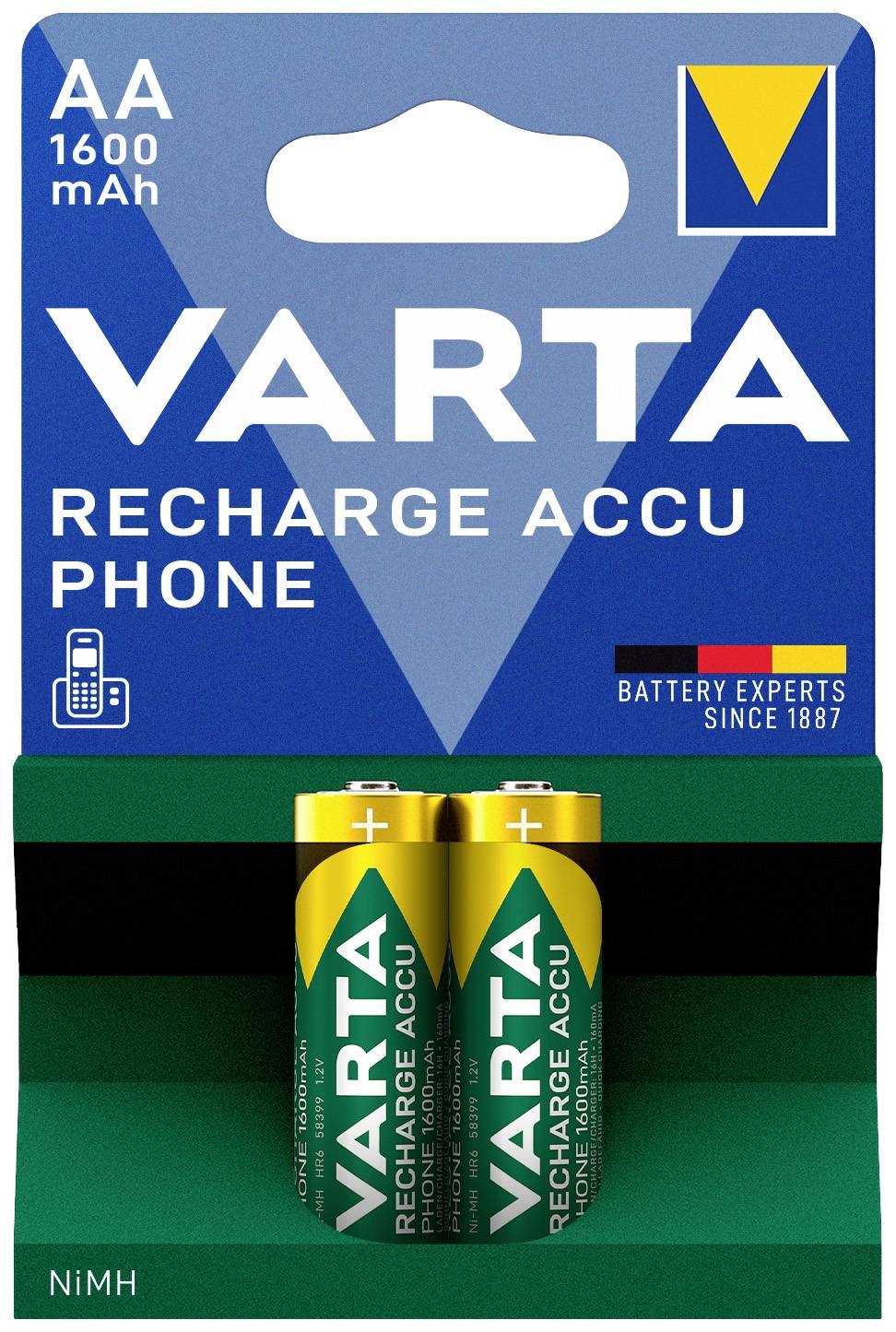 Varta Rech.ac.phone Aa1600mah Bli2 Mignon (aa)-akku Nimh 1600 Mah 1.2