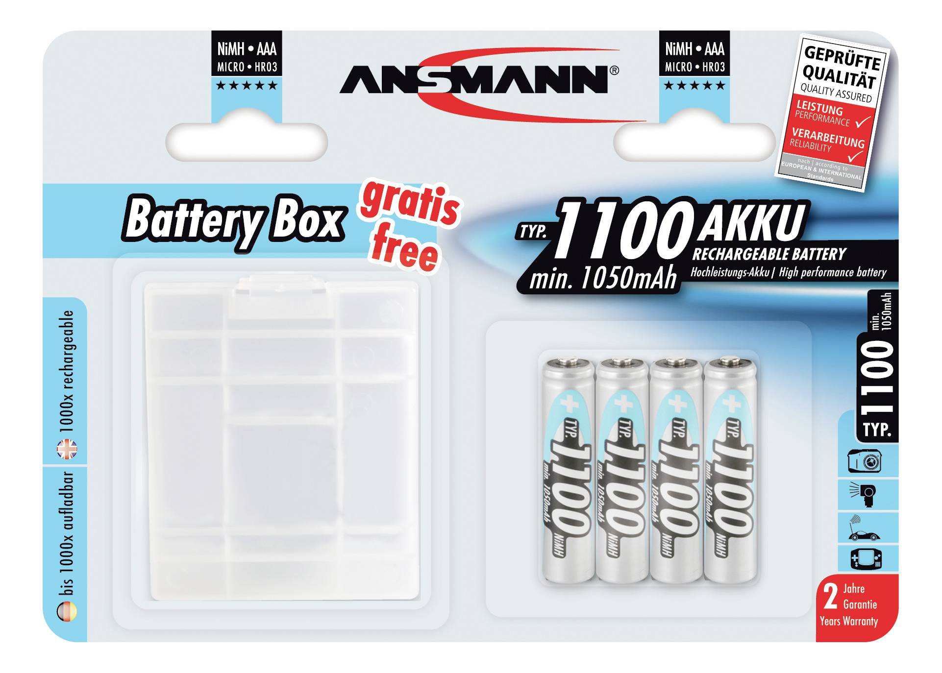 Thumbnail - Ansmann Hr03 +box Micro (aaa)-akku Nimh 1050 Mah 1.2 V 4 St.