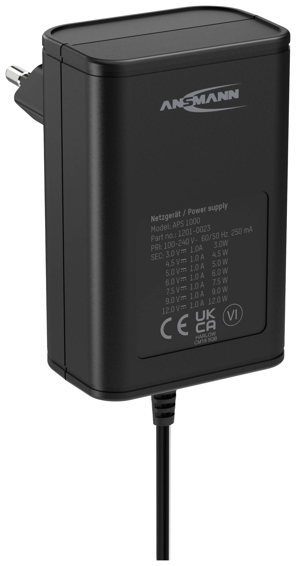 Thumbnail - Ansmann 1201-0023 Steckernetzteil, Einstellbar 12 V/dc, 9 V/dc, 7.5