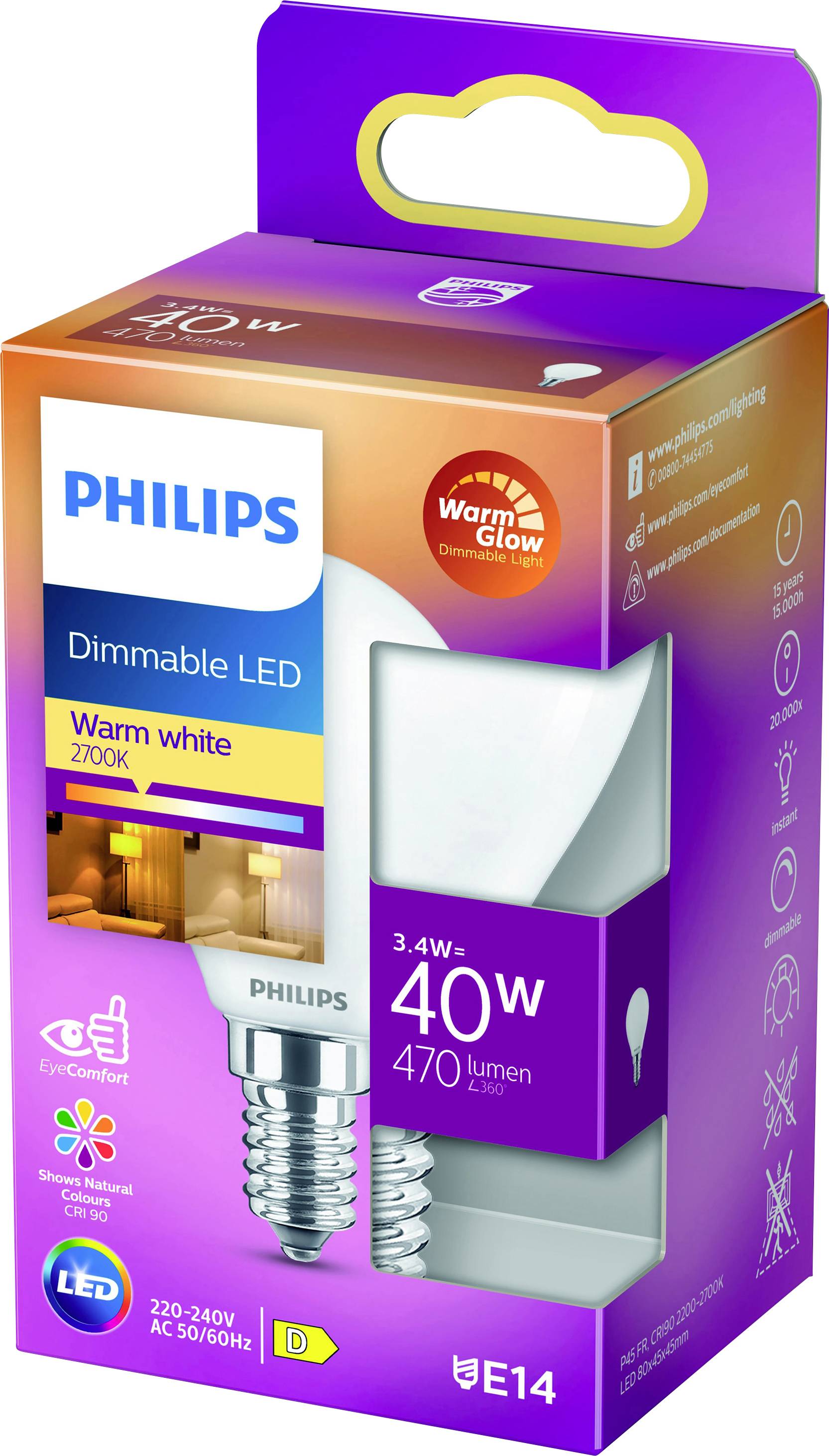 Philips Lighting 871951432447300 Светодиод EEK D (A - G) E14 Tropfenform мощностью 3,4 Вт = 40 Вт...