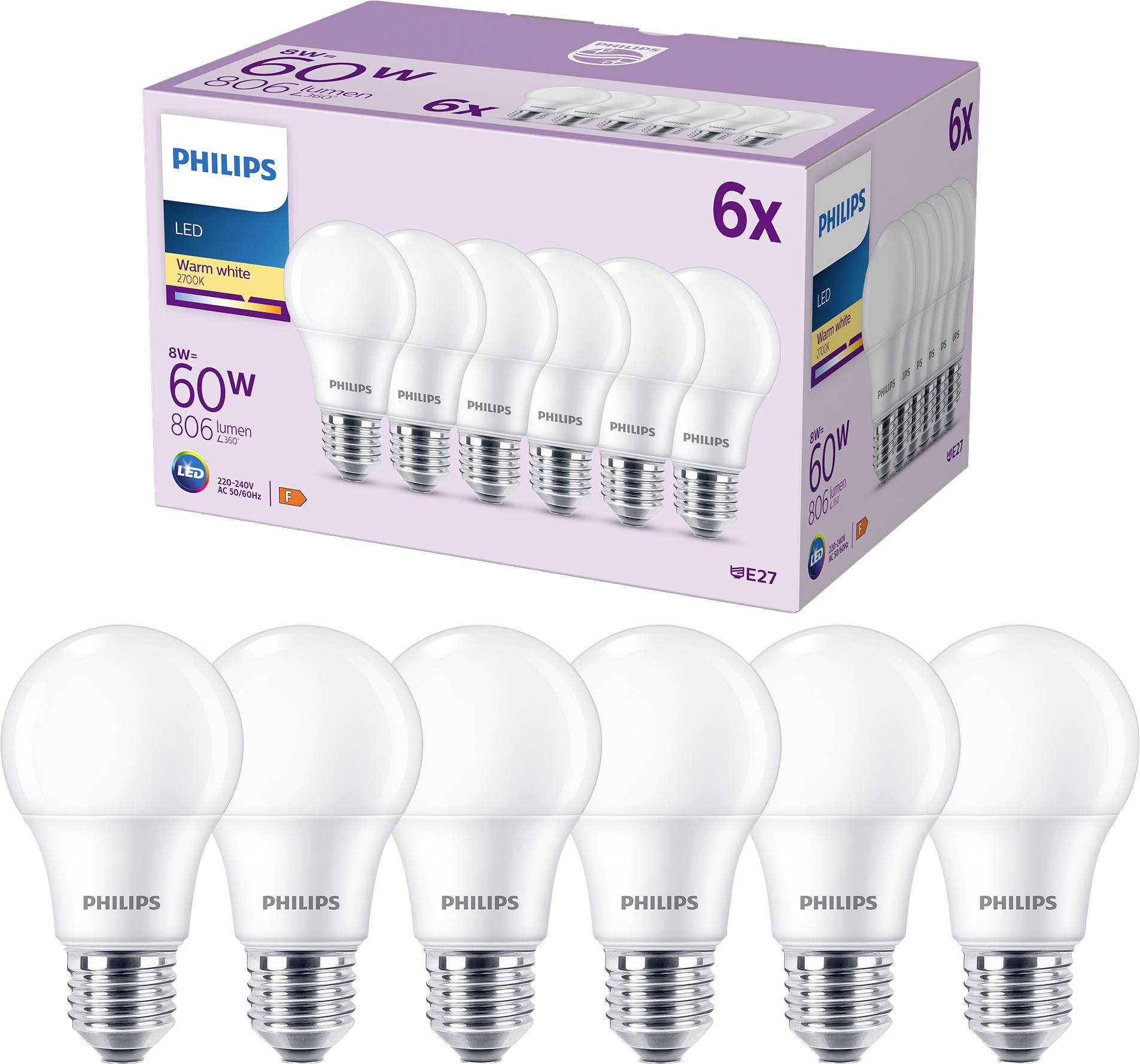 Philips Lighting 9290023062 Светодиодная лампа EEK F A - G E27 Glhlampenform 8 Вт 60 Вт В 4790₽