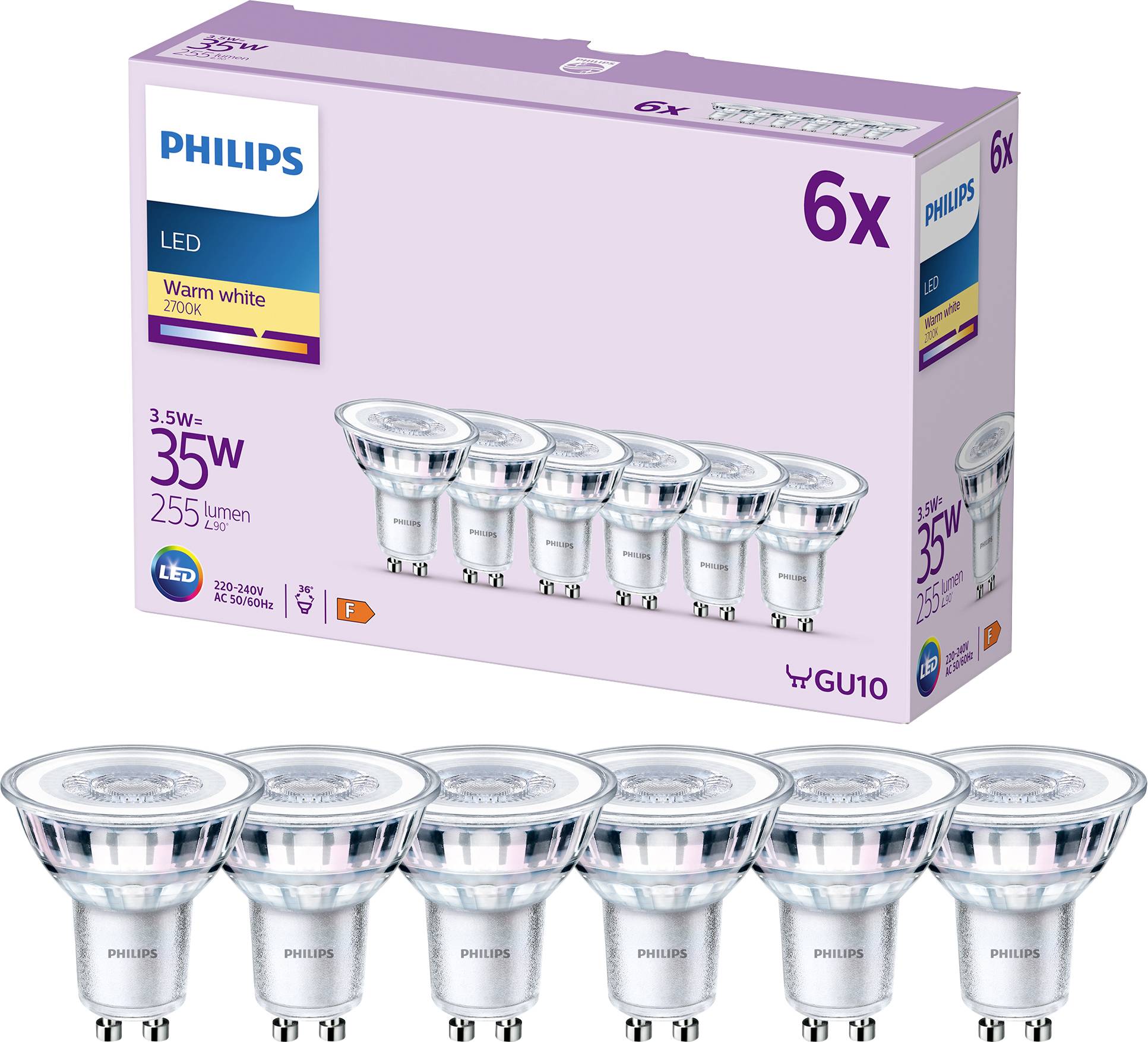 Philips Lighting 9290012178 Светодиод EEK F (A - G) GU10 с рефлектором 3,5 Вт = 35 Вт для освещения помещений...