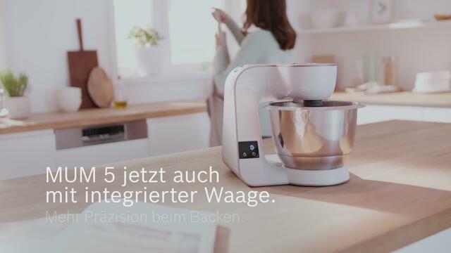 Bosch MUM5XW20 Küchenmaschine weiß/champagner, 1.000 Watt, integrierte Waage, Timer, Serie 4