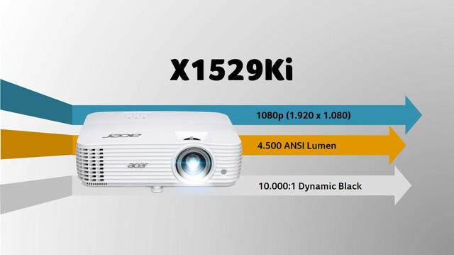 Acer X1529KI, DLP-Beamer weiß, FullHD, Lautsprecher, 3D Ready