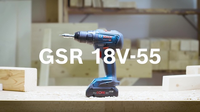 Bosch GSR 18V-55, GAL, 2x 4Ah +toebehoren (LC) schroeftol Blauw/zwart