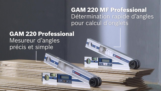 Bosch GAM 220 Professional mesureur d'angle digital 0 - 220°, Rapporteur Argent/Bleu, 1,5 V, 0,4 m