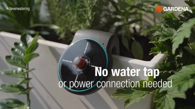 GARDENA Solution d'arrosage automatique solaire AquaBloom avec réserve d'eau, Contrôle d'irrigation Gris, 13301-20