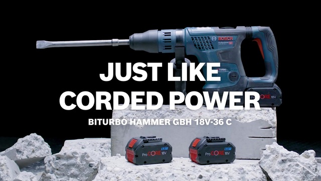 Bosch Akku-Bohrhammer BITURBO GBH 18V-36 C Professional blau/schwarz, 2x Akku ProCORE18V 8,0Ah, Bluetooth Modul, im Koffer