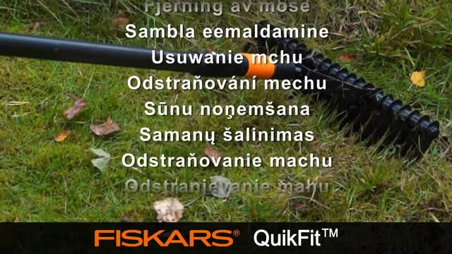 Fiskars Scarificateur Quikfit, Aérateur de gazon Noir/Orange, 1000655