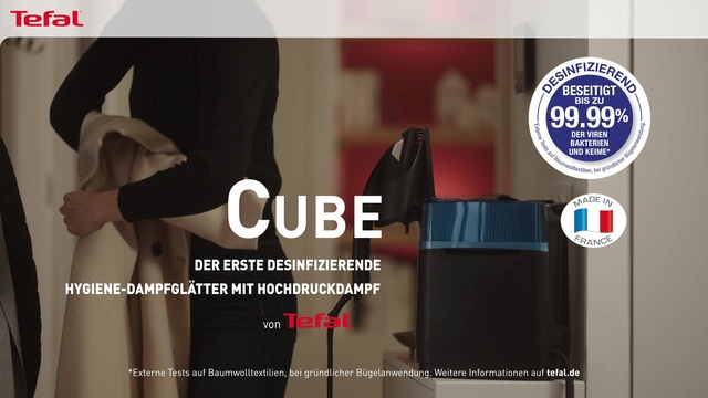 Tefal CUBE Hygiene-Dampfglätter UT 2020, Dampfbügelstation schwarz/blau