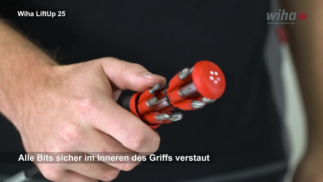 Wiha Schraubendreher mit Bit Magazin LiftUp 25, 1/4" schwarz/rot, 13-teilig, magnetisch