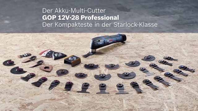 Bosch Akku-Multi-Cutter GOP 12V-28 Professional, Multifunktions-Werkzeug blau/schwarz, ohne Akku und Ladegerät, L-BOXX