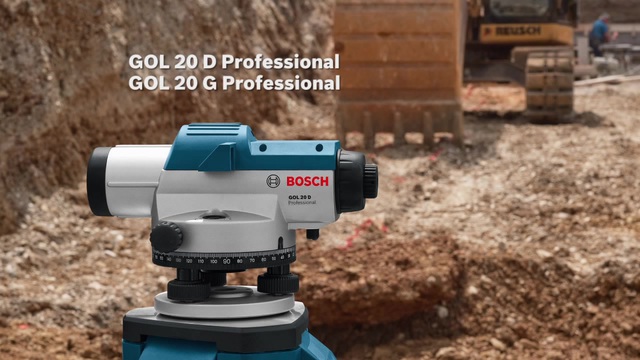 Bosch Optisches Nivelliergerät GOL 20 D Professional, mit Baustativ blau, Koffer, Maßeinheit 360 Grad