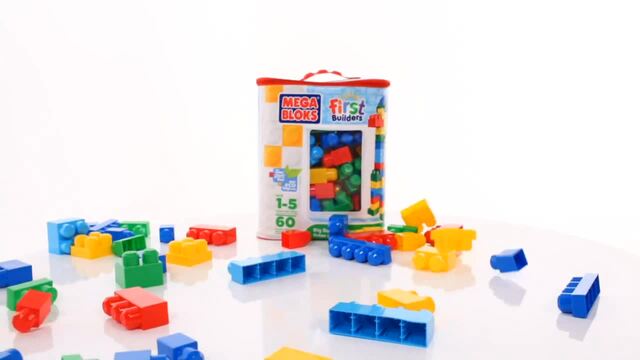 Mattel First Builders - Maxi - Sac Medium Classique, Jouets de construction Multicolore, 60 pièce(s), 1 année(s), Uniforme, 5 année(s), Sac à fermeture éclair