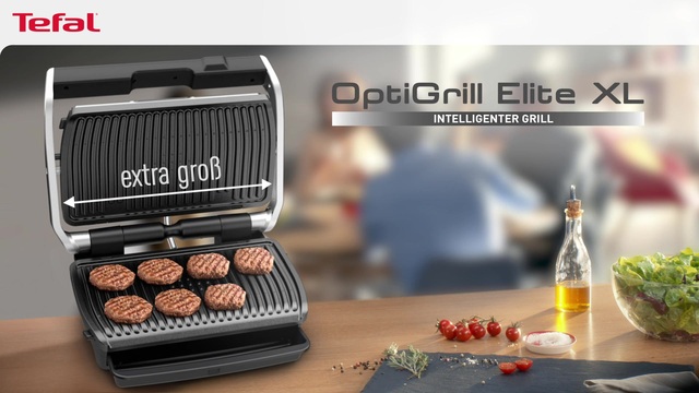 Tefal Optigrill Elite GC750D, Kontaktgrill edelstahl/schwarz, 2.000 Watt