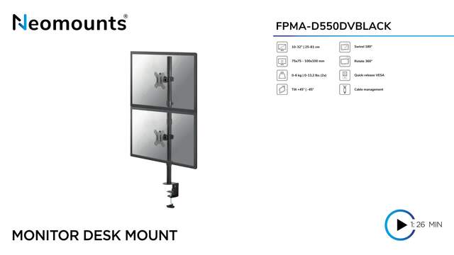 Neomounts FPMA-D550DVBLACK flatscreen bureausteun bevestiging Zwart