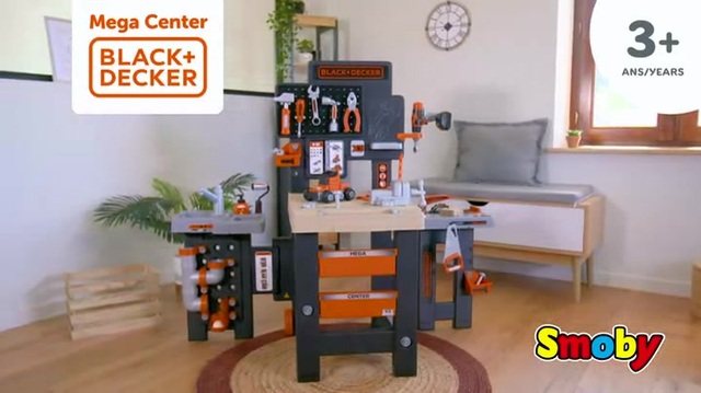 Smoby Black+Decker Mega Werkbank Center, Kinderwerkzeug grau/orange