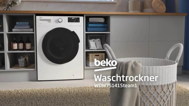 BEKO WDW75141Steam1, Waschtrockner weiß/schwarz