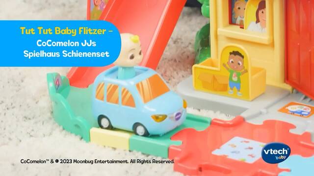 VTech Tut Tut Baby Flitzer - CoComelon JJs Spielhaus Schienenset, Spielgebäude 