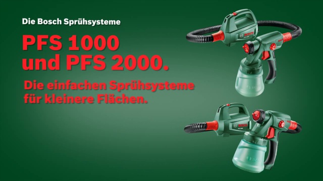 Bosch Farbsprühsystem PFS 2000, Sprühpistole grün/schwarz, 440 Watt, Düse für Lackfarben + Düse für Wandfarbe