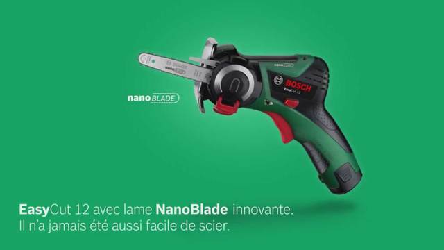 Bosch EasyCut 12 NanoBlade, Scie à chaîne Vert/Noir, Batterie incluse