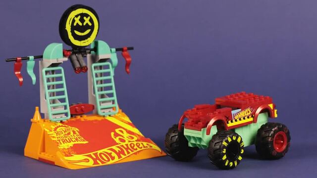 Mattel MEGA Hot Wheels Monster Trucks Demo Derby Extreme-Stunt Set, Konstruktionsspielzeug 