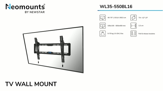 Neomounts WL35-550BL16, Support mural Noir