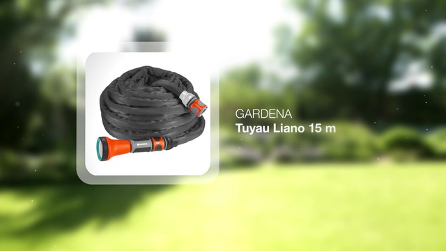GARDENA Textile Liano 15m avec balai, Tuyau Gris/Orange