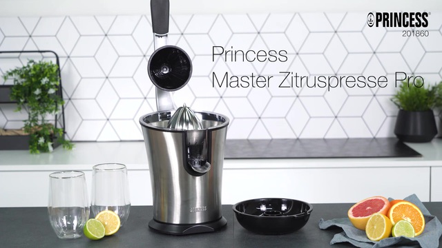 Princess Master Juicer Pro 201860, Zitruspresse edelstahl/schwarz