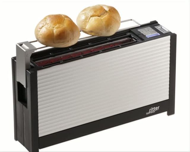 ritter Langschlitz-Toaster volcano 3 aluminium/schwarz, 1.000 Watt, für 2 Scheiben Toast