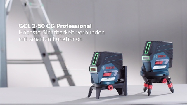 Bosch Kombilaser GCL 2-50 CG Professional + RM2, Kreuzlinienlaser blau/schwarz, L-BOXX, mit Halterung