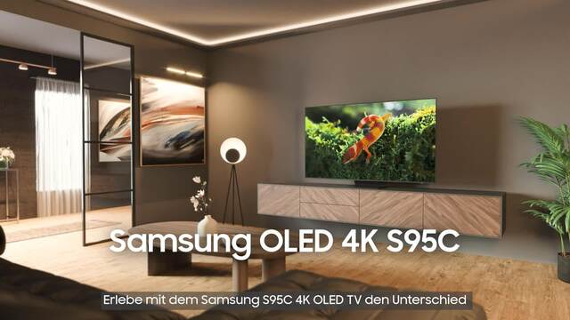 SAMSUNG GQ-55S95C, OLED-Fernseher 138 cm (55 Zoll), schwarz, UltraHD/4K, Twin Tuner, SmartTV, 120Hz Panel