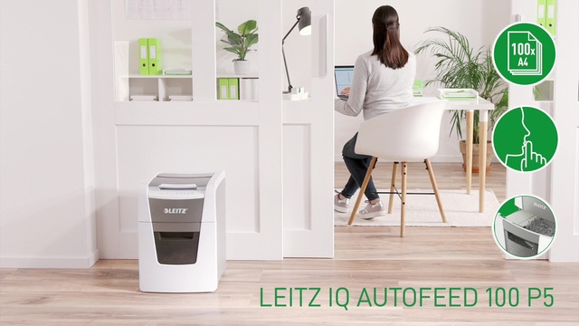 Leitz IQ Auto+ Small Office 100 Papiervernietiger P5 papierversnipperaar Wit