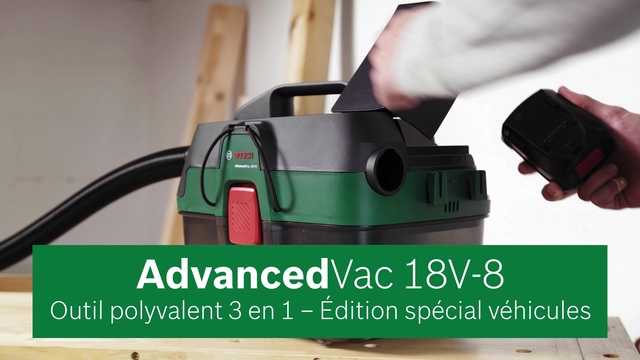Bosch AdvancedVac 18V-8 8 L Aspirateur réservoir cylindrique Sec&humide Sac à poussière, Aspirateur sec/humide Vert, Aspirateur réservoir cylindrique, Sec&humide, Sac à poussière, 8 L, Noir