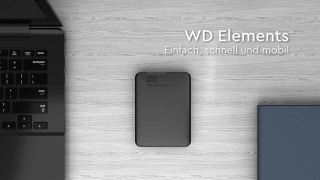 WD Elements Portable 1 TB, Externe Festplatte schwarz, Micro-USB-B 3.2 Gen 1 (5 Gbit/s)