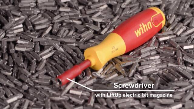 Wiha Schroevendraaier met bitmagazijn LiftUp electric Rood/geel, Incl. 6 slimBits