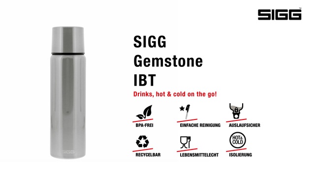 SIGG Thermosflasche Gemstone IBT Obsidian 1,1L schwarz, Ø 87mm