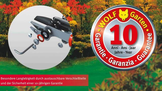 WOLF-Garten Amboss-Astschere Power Cut RS 900 T "Premium Plus" rot/grau, Teleskopstiele 65cm - 90cm