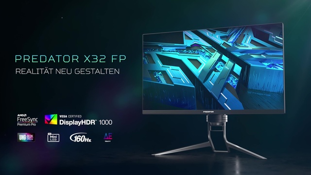 Acer Predator X32FP, Gaming-Monitor 81 cm (32 Zoll), schwarz, UltraHD/4K, IPS, USB-C, Quantum Dot, 160Hz Panel