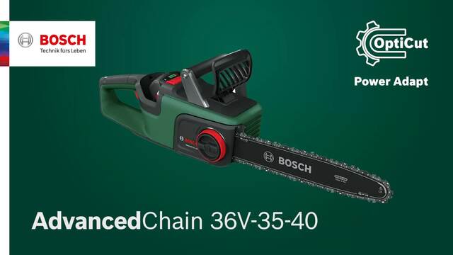Bosch Akku-Kettensäge AdvancedChain 36V 35-40 Solo, 36Volt, Elektro-Kettensäge grün/schwarz, ohne Akku und Ladegerät, POWER FOR ALL