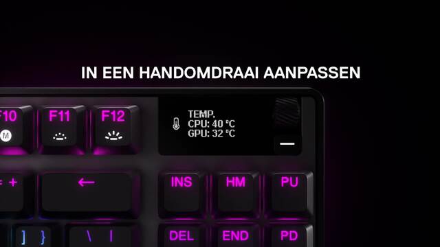 SteelSeries Apex Pro TKL Wireless, gaming toetsenbord Zwart, US lay-out, SteelSeries OmniPoint 2.0, RGB led, Double shot PBT-keycaps, Bluetooth 5.0, 2,4 Ghz