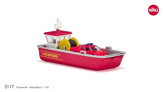 SIKU SUPER Feuerwehr Arbeitsboot, Spielfahrzeug rot/grau