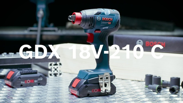 Bosch Slagmoersleutel GDX 18V-210 C Professional solo, 18Volt Blauw/zwart, Bluetooth module, zonder accu en oplader, in L-BOXX