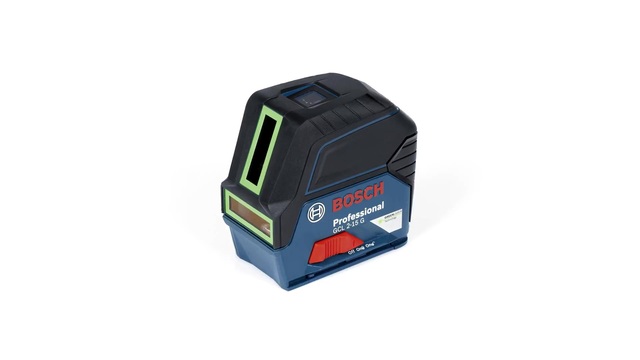 Bosch Kombilaser GCL 2-15 G, Kreuzlinienlaser blau/schwarz, mit grünen Laserlinien, roten Lotpunkten