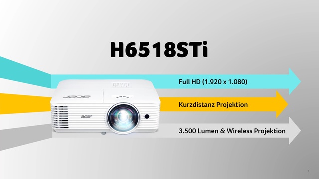 Acer H6518STi, DLP-Beamer weiß, FullHD, Full 3D, Kurzdistanz