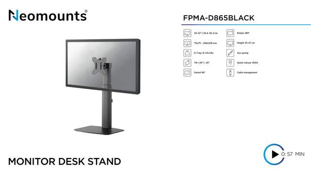 Neomounts Flatscreen bureausteun FPMA-D865BLACK bevestiging Zwart