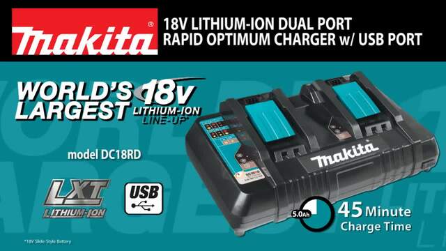 Makita 198458-6 batterie et chargeur d’outil électroportatif Ensemble de batterie et de chargeur, Bundle Noir, Ensemble de batterie et de chargeur, Lithium-Ion (Li-Ion), 5 Ah, 18 V, Makita, 3 pièce(s)
