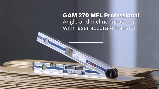Bosch GAM 270 MFL Professional mesureur d'angle digital 0 - 270°, Rapporteur Argent/Bleu, 0,6 m