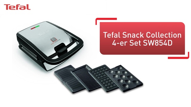 Tefal Snack Collection Set SW854D, Sandwichmaker edelstahl/schwarz, 700 Watt, mit 4 Platten-Sets